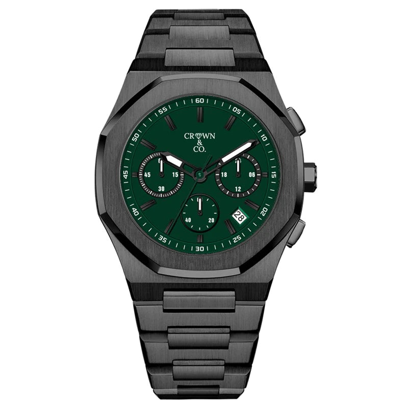 The Timeless Ocho series Black emerald chronograph