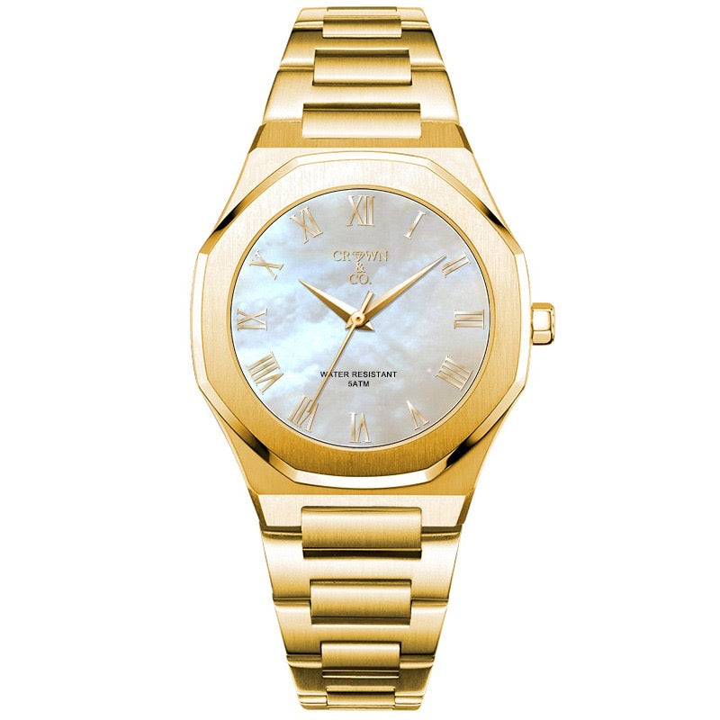 Ocho Series 34mm Yellow Gold Mother of pearl  'Designed for the smaller wrist'