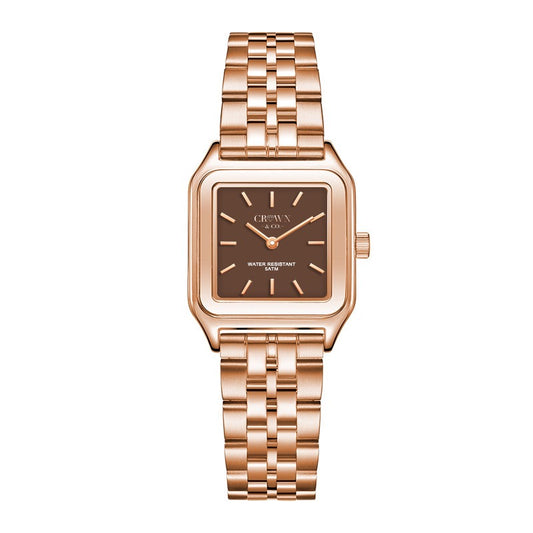 The Crown square chocolate dial Rose