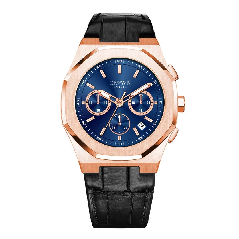 Ocho series rose deep blue 41mm | Leather strap