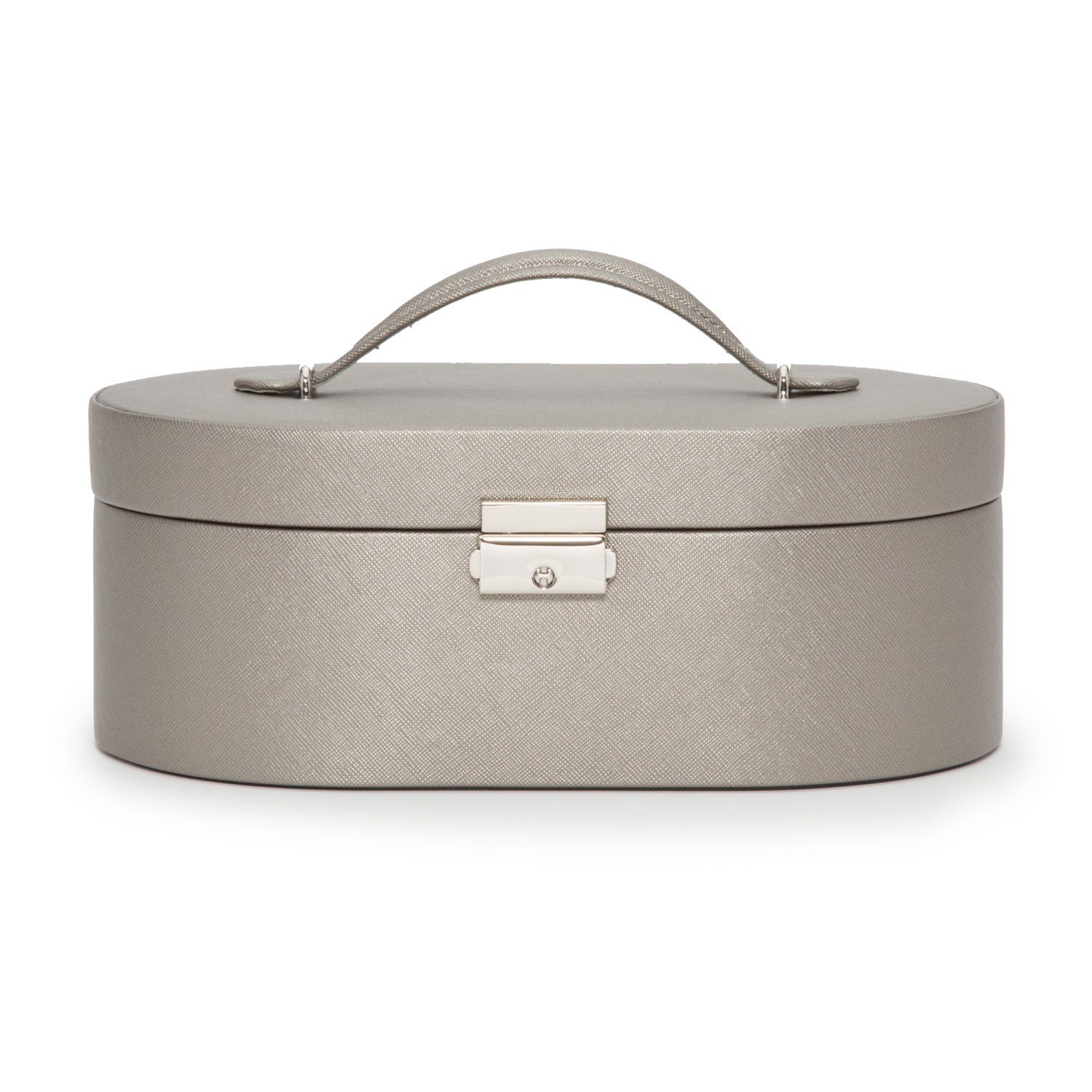 HERITAGE OVAL JEWELLERY BOX by Wolf Pewter Saffiano