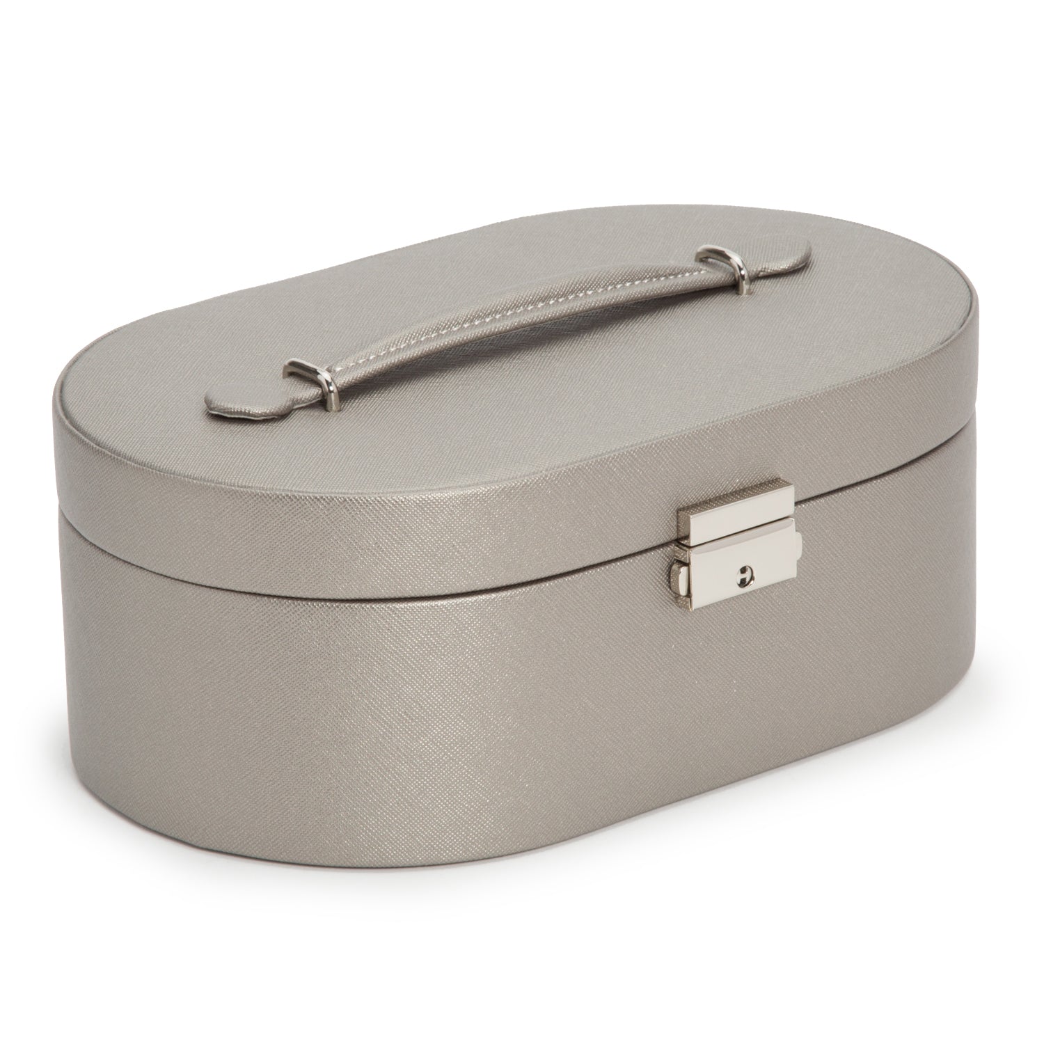 HERITAGE OVAL JEWELLERY BOX by Wolf Pewter Saffiano