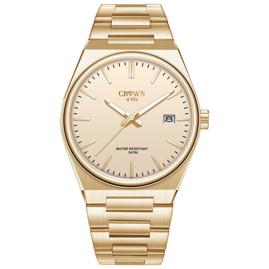 The Crown date Yellow Gold 'Light champagne'